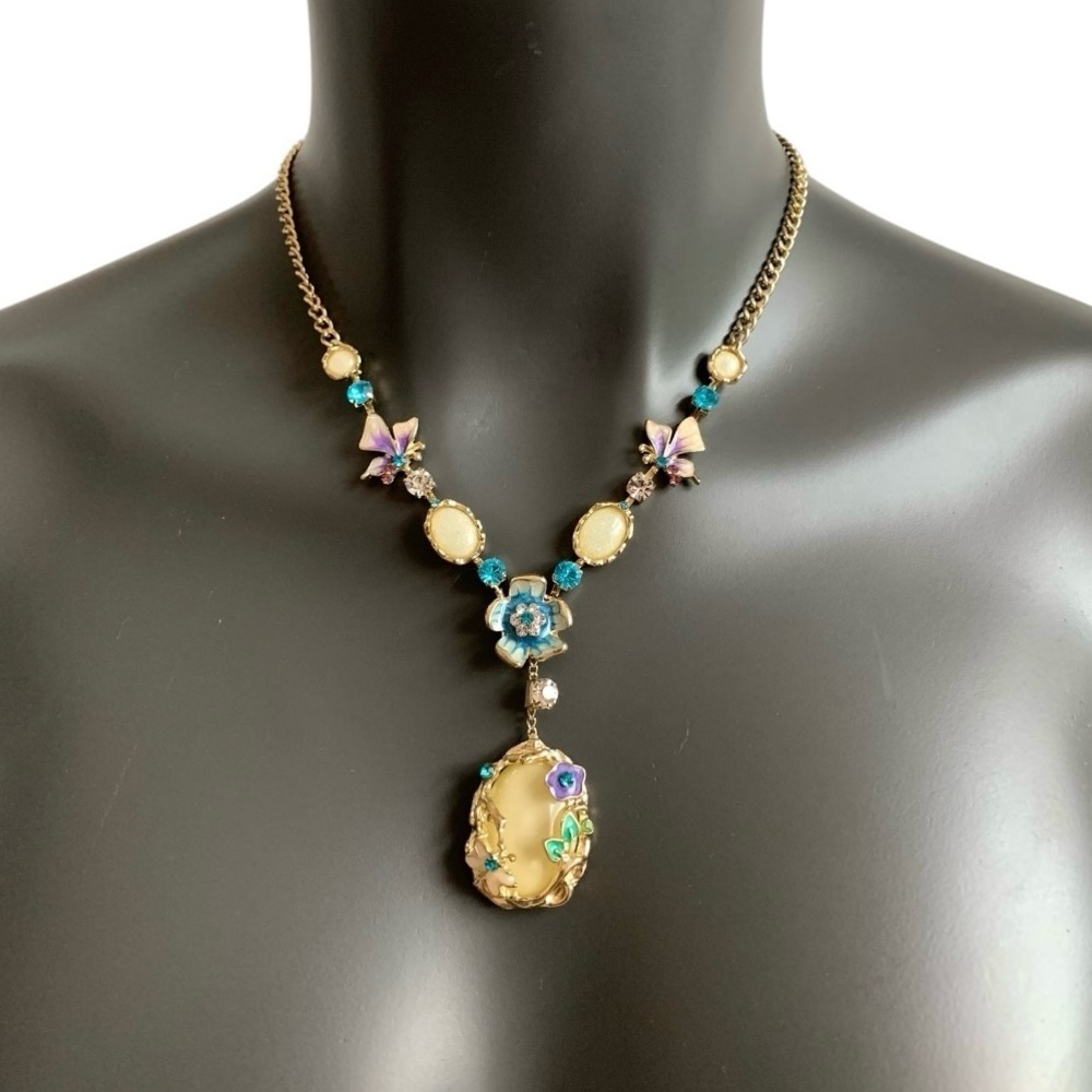 Statement Multicolor Crystal Floral Necklace Wome… - image 2